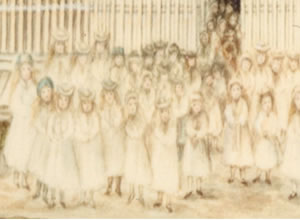 Elèves de la première école aux environs de 1864